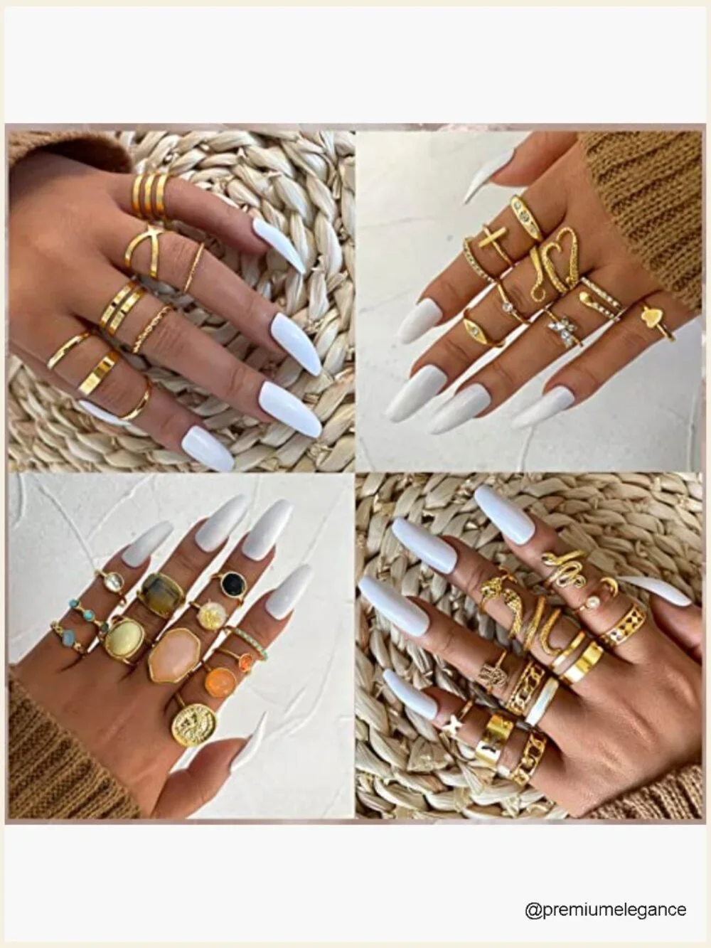 60 Pcs Vintage Stackable Rings Set, Midi Knuckle Rings Gold, Dainty Ring Pack